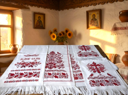 Вінчальний комплект весільних рушників, вишитих хрестиком